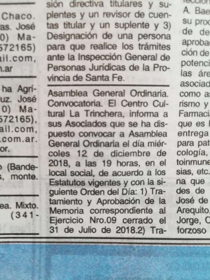 Convocatoria a Asamblea General 